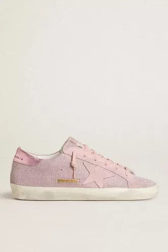 Super-Star LTD in glitter con stella in pelle scamosciata e linguetta in pelle sul tallone