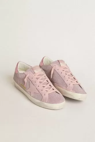 Super-Star LTD in glitter con stella in pelle scamosciata e linguetta in pelle sul tallone