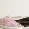 Super-Star LTD in glitter con stella in pelle scamosciata e linguetta in pelle sul tallone