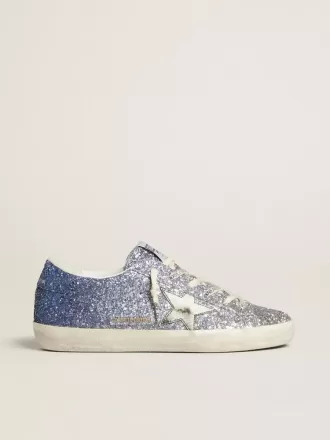 Super-Star LTD in glitter multicolore con stella in pelle metallizzata argento