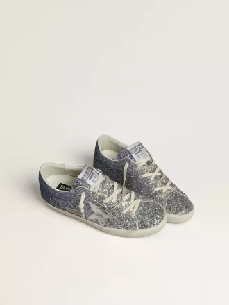 Super-Star LTD in glitter multicolore con stella in pelle metallizzata argento