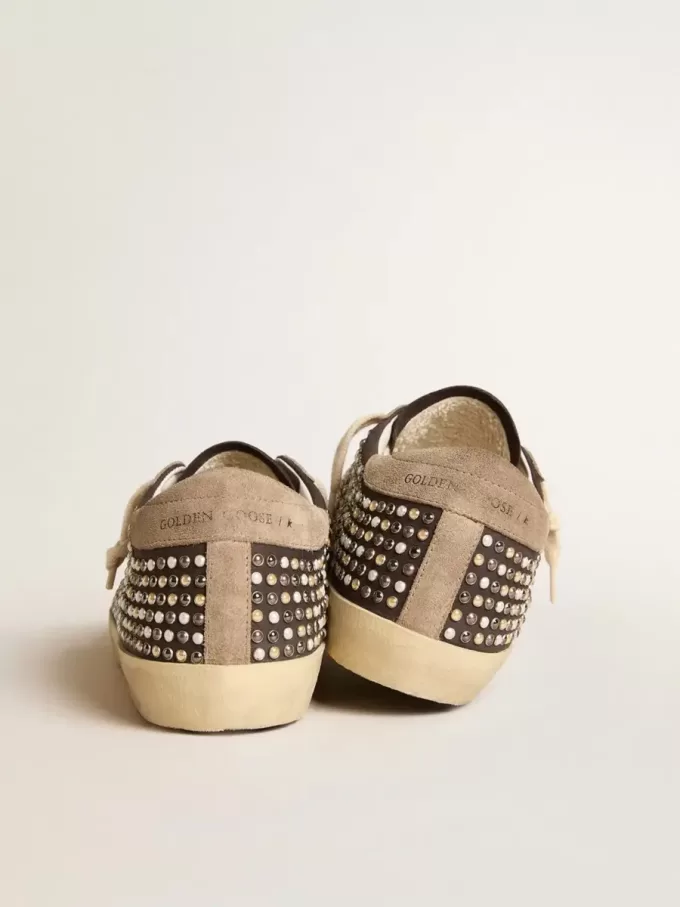 Super-Star LTD in nabuk grigio con perle Swarovski e stella in pelle scamosciata Super-Star LTD in nabuk grigio con perle Swarovski e stella in pelle scamosciata