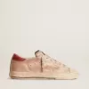 Super-Star LTD in nabuk rosa con stella traforata e linguetta in pelle sul tallone