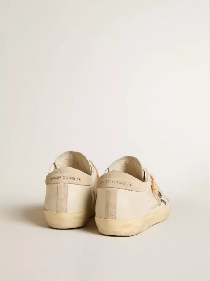 Super-Star LTD in pelle con stella in pelle scamosciata beige con borchie Swarovski