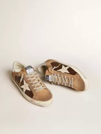 Super-Star LTD in pelle marrone e camoscio tabacco con stella bianca