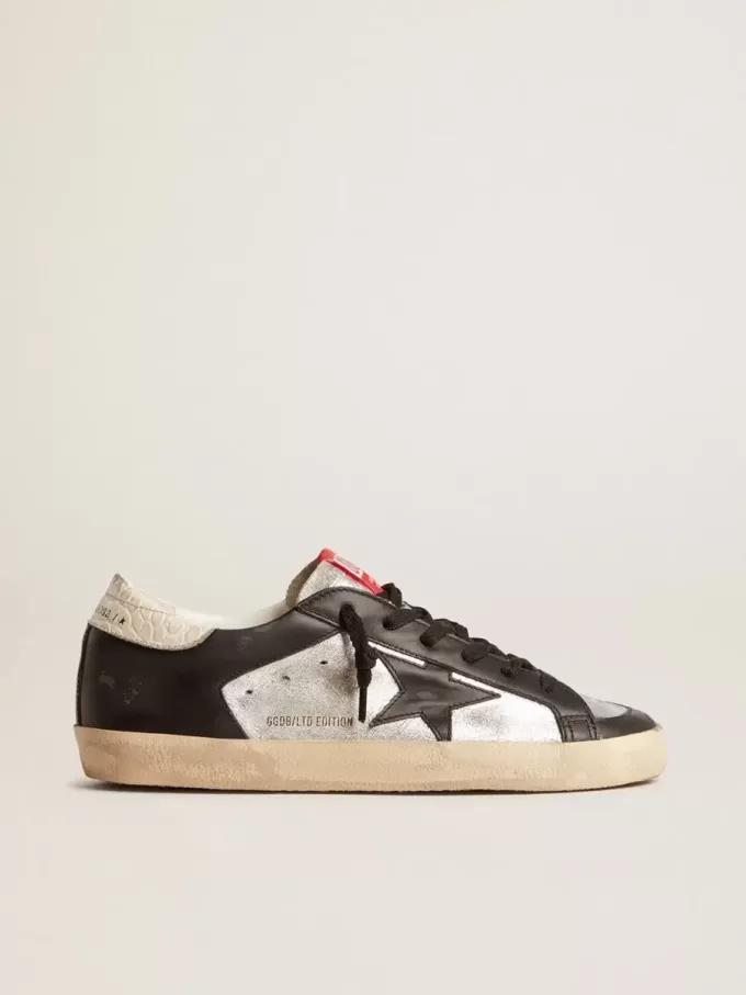 Super-Star LTD in pelle metallizzata con stella e inserti in pelle nera