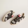 Super-Star LTD in pelle metallizzata con stella e inserti in pelle nera