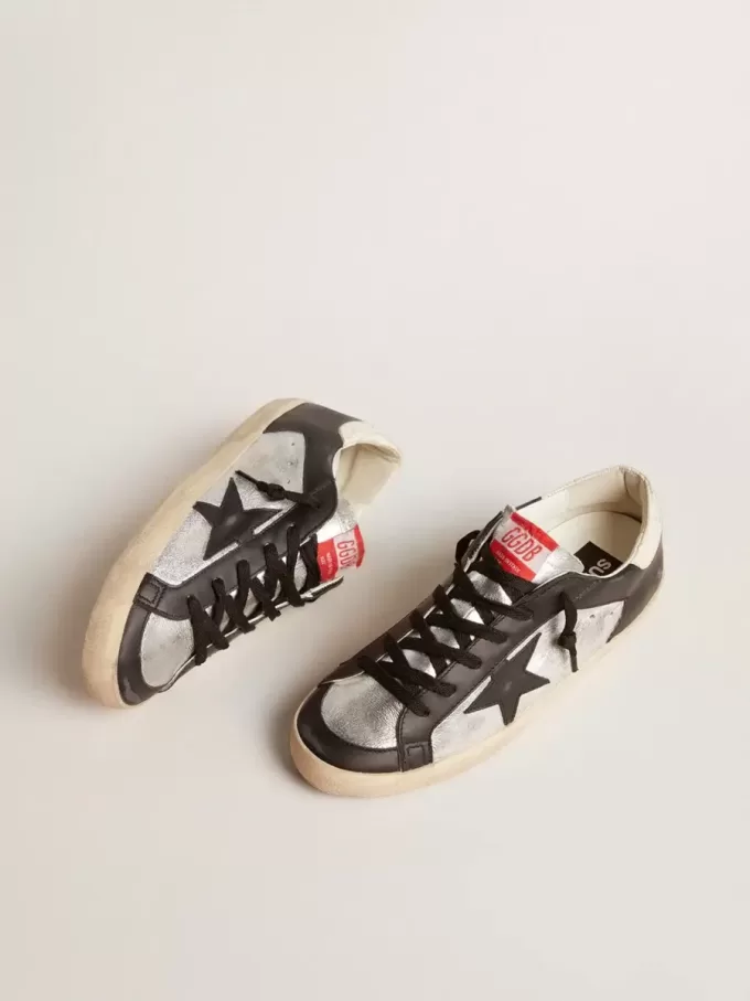 Super-Star LTD in pelle metallizzata con stella e inserti in pelle nera