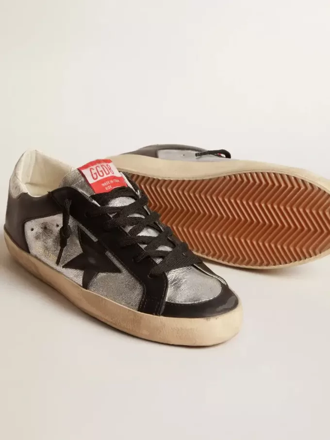 Super-Star LTD in pelle metallizzata con stella e inserti in pelle nera