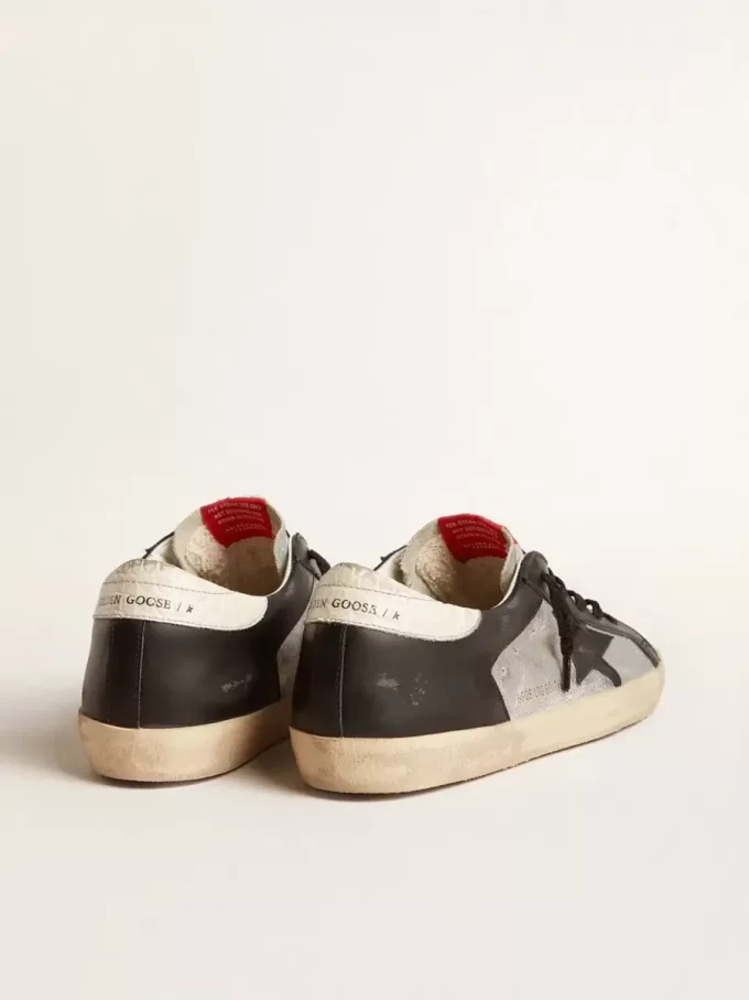 Super-Star LTD in pelle metallizzata con stella e inserti in pelle nera
