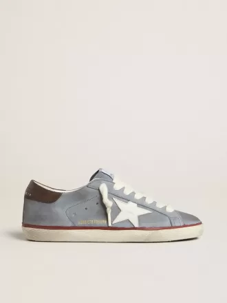 Super-Star LTD in pelle nabuk azzurra con stella in pelle bianca e linguetta sul tallone in pelle marrone