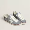 Super-Star LTD in pelle nabuk azzurra con stella in pelle bianca e linguetta sul tallone in pelle marrone Super-Star LTD in pelle nabuk azzurra con stella in pelle bianca e linguetta sul tallone in pelle marrone