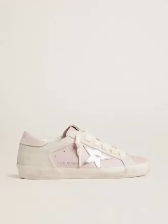 Super-Star LTD in pelle rosa con stella in pelle argentata e linguetta sul tallone in pelle rosa