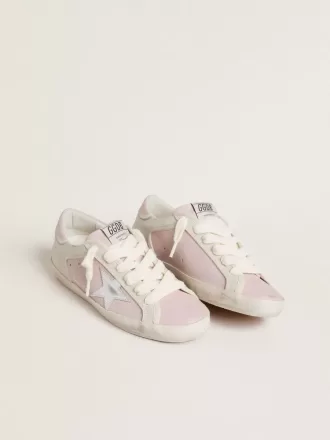 Super-Star LTD in pelle rosa con stella in pelle argentata e linguetta sul tallone in pelle rosa