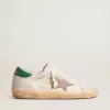 Super-Star LTD in pelle scamosciata con stella in pelle rosa e linguetta verde sul tallone