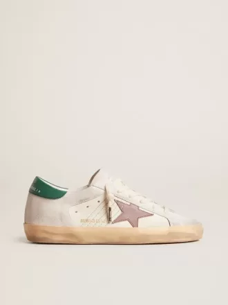 Super-Star LTD in pelle scamosciata con stella in pelle rosa e linguetta verde sul tallone