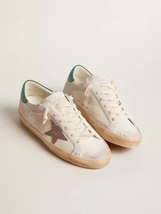 Super-Star LTD in pelle scamosciata con stella in pelle rosa e linguetta verde sul tallone