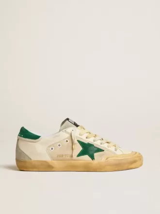 Super-Star Penstar da uomo in nappa e nylon con stella e linguetta sul tallone in pelle scamosciata verde