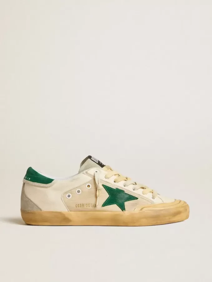 Super-Star Penstar da uomo in nappa e nylon con stella e linguetta sul tallone in pelle scamosciata verde Super-Star Penstar da uomo in nappa e nylon con stella e linguetta sul tallone in pelle scamosciata verde