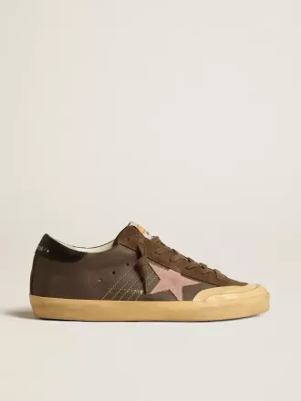Super-Star Penstar LTD da donna in pelle marrone con stella in camoscio rosa