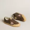 Super-Star Penstar LTD da donna in pelle marrone con stella in camoscio rosa Super-Star Penstar LTD da donna in pelle marrone con stella in camoscio rosa