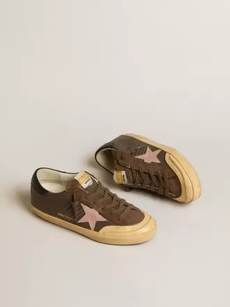 Super-Star Penstar LTD da donna in pelle marrone con stella in camoscio rosa