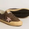 Super-Star Penstar LTD da donna in pelle marrone con stella in camoscio rosa Super-Star Penstar LTD da donna in pelle marrone con stella in camoscio rosa