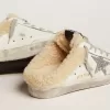 Super-Star Sabot da donna in pelle bianca e fodera in shearling Super-Star Sabot da donna in pelle bianca e fodera in shearling