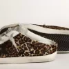 Super-Star Sabot da donna in pelle di cavallino con stampa leopardata e stella nera Super-Star Sabot da donna in pelle di cavallino con stampa leopardata e stella nera