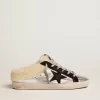 Super-Star Sabot da donna in pelle laminata argento con stella nera Super-Star Sabot da donna in pelle laminata argento con stella nera