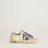 Super-Star Young con stella in pelle blu e inserti in pelle scamosciata grigio ghiaccio Super-Star Young con stella in pelle blu e inserti in pelle scamosciata grigio ghiaccio