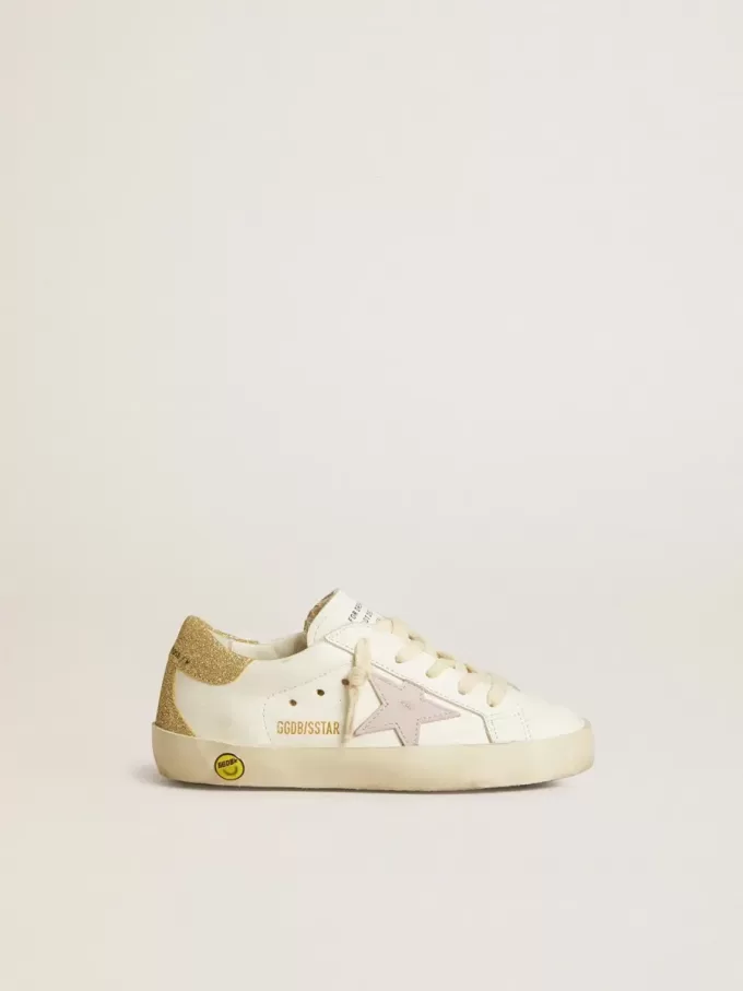 Super-Star Young con stella in pelle lilla e tallone glitterato Super-Star Young con stella in pelle lilla e tallone glitterato