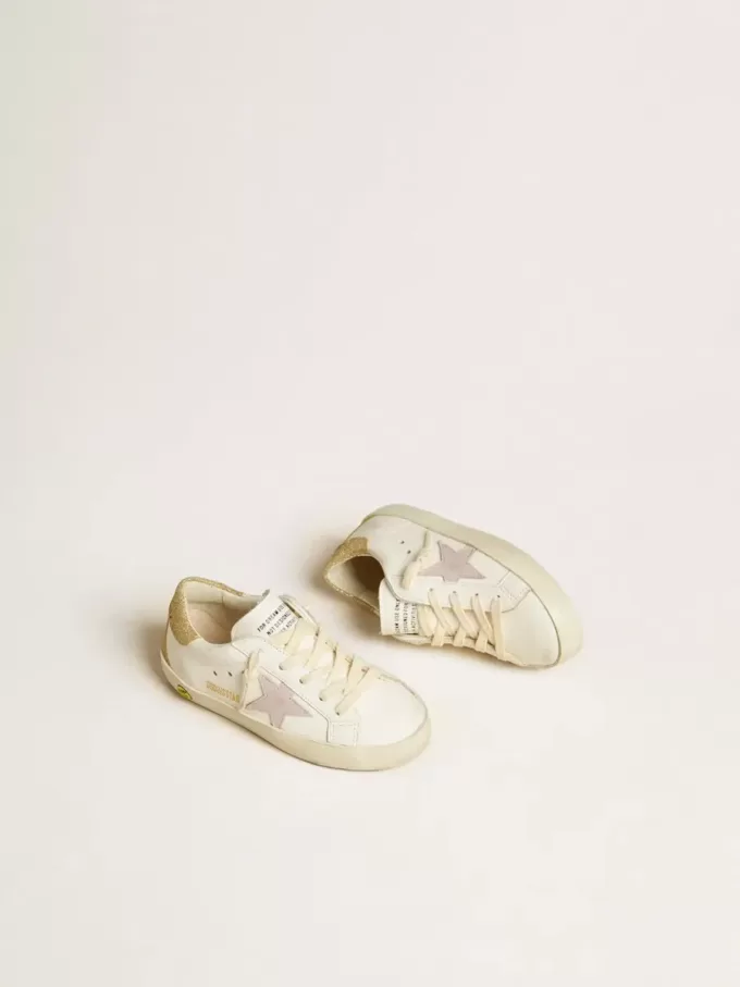 Super-Star Young con stella in pelle lilla e tallone glitterato Super-Star Young con stella in pelle lilla e tallone glitterato