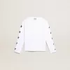 T-shirt bianca a maniche lunghe con stelle nere a contrasto