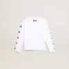 T-shirt bianca a maniche lunghe con stelle nere a contrasto