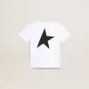 T-shirt bianca con logo nero a contrasto e stella T-shirt bianca con logo nero a contrasto e stella