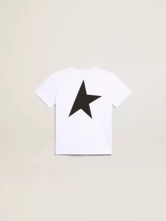 T-shirt bianca con logo nero a contrasto e stella