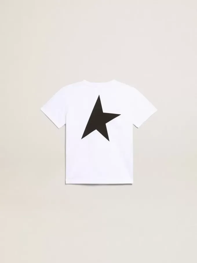 T-shirt bianca con logo nero a contrasto e stella T-shirt bianca con logo nero a contrasto e stella