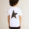 T-shirt bianca con logo nero a contrasto e stella T-shirt bianca con logo nero a contrasto e stella