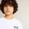 T-shirt bianca con logo nero a contrasto e stella T-shirt bianca con logo nero a contrasto e stella