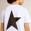 T-shirt bianca con logo nero a contrasto e stella T-shirt bianca con logo nero a contrasto e stella