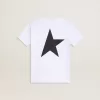 T-shirt bianca con logo nero a contrasto e stella T-shirt bianca con logo nero a contrasto e stella