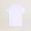 T-shirt bianca da bambina con scritte dorate glitterate rosa