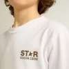 T-shirt bianca da bambino con logo verde scuro a contrasto e stella T-shirt bianca da bambino con logo verde scuro a contrasto e stella