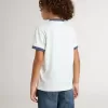 T-shirt bianca da bambino con stampa blu T-shirt bianca da bambino con stampa blu