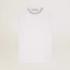 T-shirt bianca da donna con cristalli cabochon T-shirt bianca da donna con cristalli cabochon