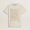 T-shirt bianca da donna con stampa floreale T-shirt bianca da donna con stampa floreale