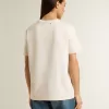 T-shirt bianca da donna con stampa floreale T-shirt bianca da donna con stampa floreale