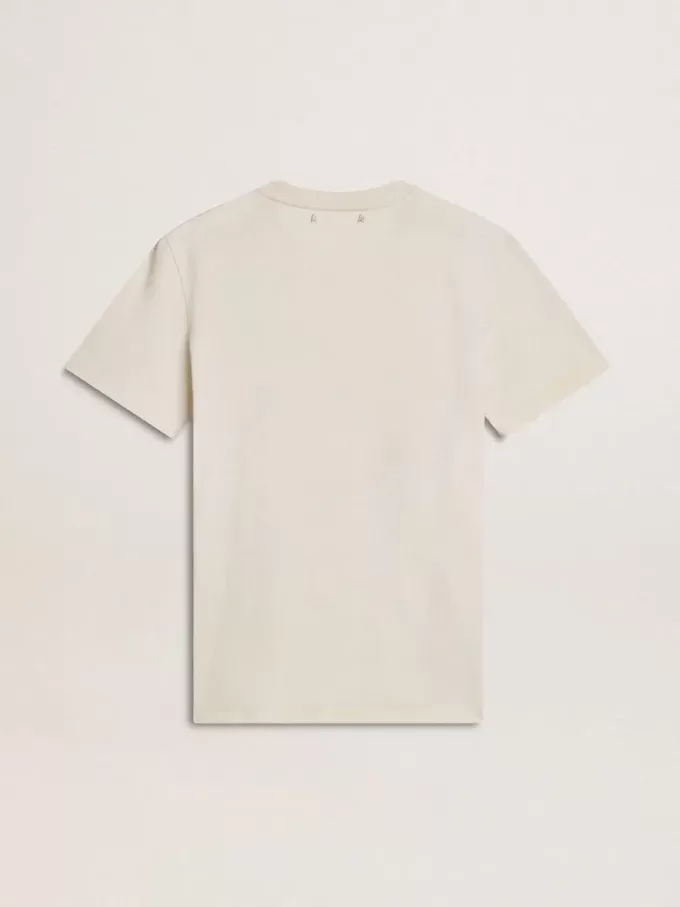 T-shirt bianca da donna con stampa floreale T-shirt bianca da donna con stampa floreale