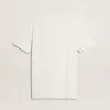 T-shirt bianca da donna con stampa nera sul petto T-shirt bianca da donna con stampa nera sul petto